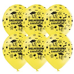Ballagásodra Szeretettel Smile Face Sárga Lufi (28 cm, latex)