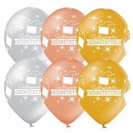 Ballagásodra Szeretettel Tarisznyás Metallic Assortment Lufi (28 cm, latex)
