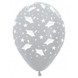 Ballagási Kalapok Ezüst Lufi (30 cm, latex)