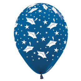 Ballagási Kalapok Metál Kék Lufi (30 cm, latex)