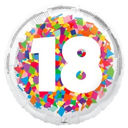 18-as Számos Confetti Szülinapi  Lufi (46 cm, fólia)