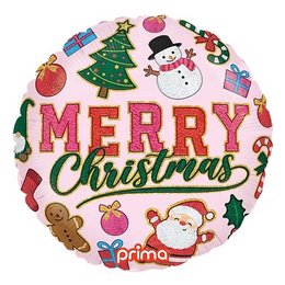 Boldog Karácsony - Merry Christmas Patches lufi (46 cm, fólia)