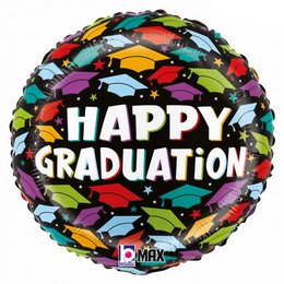 Happy Graduation Brilliant Hats Ballagási lufi (46 cm, fólia)