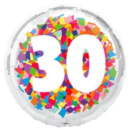 30-as Számos Confetti Szülinapi Lufi (46 cm, fólia)