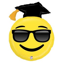 Emoji Smile Face Ballagási Kalapos Lufi (94 cm, fólia)