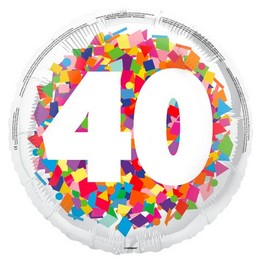 40-es Számos Confetti Szülinapi Lufi (46 cm, fólia)