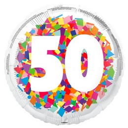 50-es Számos Confetti Szülinapi Lufi (46 cm, fólia)