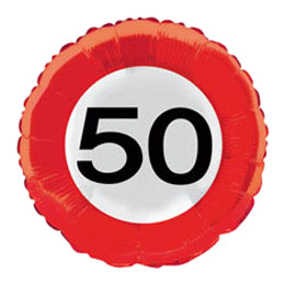 50. Számos Sebességkorlátozó Születésnapi lufi (46 cm, fólia)