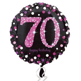 70. Happy Birthday Rózsaszín (46 cm, fólia)