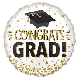 Arany Konfetti Mintás Ballagási Lufi (71 cm, fólia)