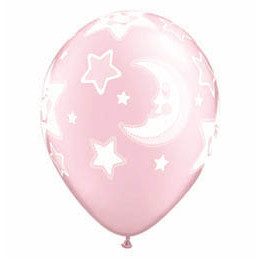 Babaszületésre Hold és Csillagok, Pink (28 cm, latex)