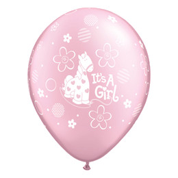 Babaszületésre - It is A Girl felirattal, Rózsaszín lufi (28 cm, latex)