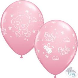 Babaszületésre Macis - Baby Girl Feliratú Rózsaszín lufi (28 cm, latex)