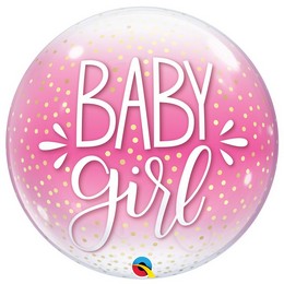 Baby Girl Pöttyös Pink lufi (56 cm bubble, fólia)
