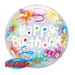 Birthday színes gyertyák lufi (56 cm bubble, fólia)