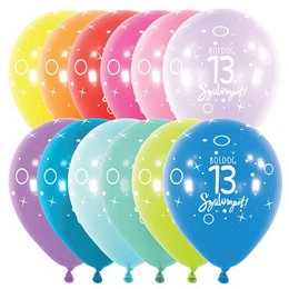 Boldog 13. Szülinapot szines lufi (28 cm, latex)