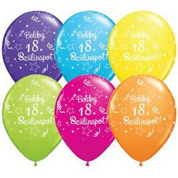 Boldog 18. Szülinapot lufi (28 cm, latex)