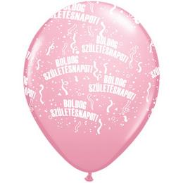 Boldog Születésnapot Rózsaszín lufi (28 cm, latex)