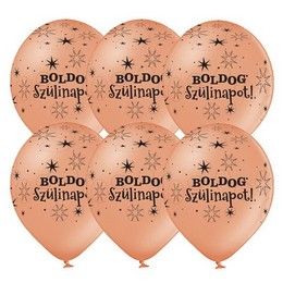 Boldog Szülinapot Rózsaarany lufi (28 cm, latex)