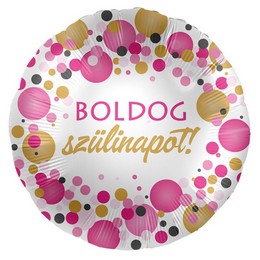 Boldog Szülinapot Rózsaszín Konfettis Lufi (43 cm, fólia)