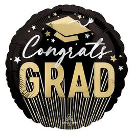 Congrats Grad Fényes Arany, Ezüst Ballagási lufi (46 cm, fólia)