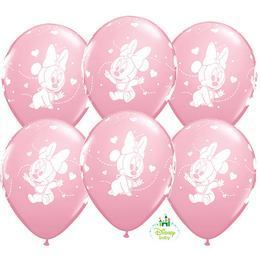 Disney Baby Minnie Egér - Minnie Mouse Szivecskés Rózsaszín lufi (28 cm, latex)