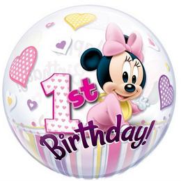Disney Bubbles Minnie Egér 1. Születésnapi (56 cm bubble, fólia)