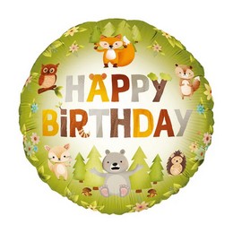 Happy Birthday Erdei Állatok Szülinapi Lufi (46 cm, fólia)