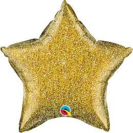 Fényes - Csillogó Arany Csillag lufi (46 cm, fólia)