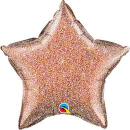 Fényes - Csillogó Rosegold Csillag lufi (46 cm, fólia)