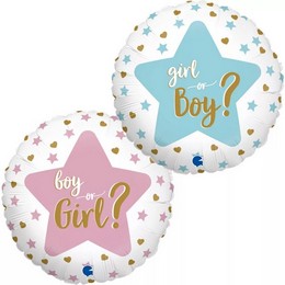 Boy or Girl? Kétoldalas Babaváró lufi (46 cm, fólia)