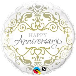 Happy Anniversary - Boldog Évfordulót Arany lufi (46 cm, fólia)