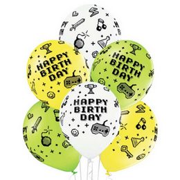 Happy Birthday Gamer Szülinapi lufi (28 cm, latex)