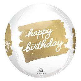 Happy Birthday Golden Ultra Shape (40 cm, Orbz lufi)