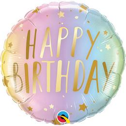 Happy Birthday - pastel - Árnyék & Csillagok Szülinapi lufi (46 cm, fólia)