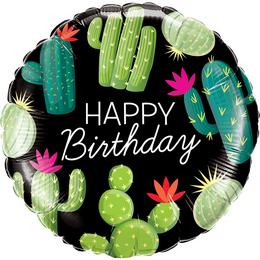 Kaktusz Mintás Happy Birthday Szülinapi lufi (46 cm, fólia)