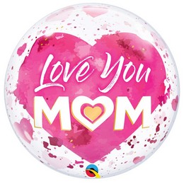 Love You Mom rózsa (56 cm bubble, fólia)