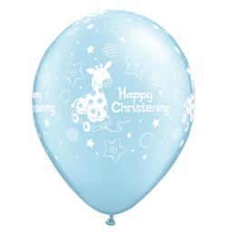 Keresztelőre Happy Christening kék lufi (28 cm, latex)