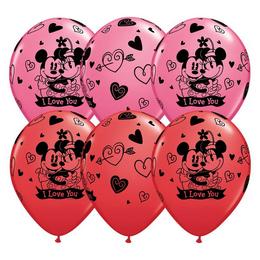 Mickey & Minnie I Love You Piros & Rózsa (28 cm, latex)