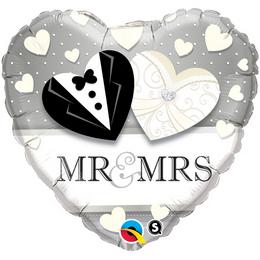 Mr. & Mrs. Esküvői lufi (46 cm, fólia)