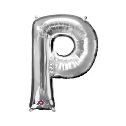 P betű - ezüst lufi (86 cm, fólia)