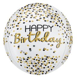 Black-Silver-Gold Pöttyös Szülinapi Ultra Shape (40 cm, Orbz lufi)
