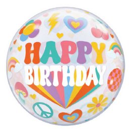 Retro Szülinapi Bubble Lufi (56 cm bubble, fólia)