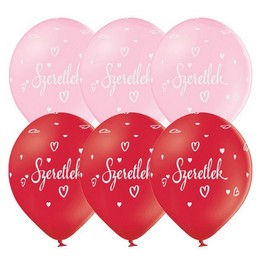 Szeretlek Szív Mintás Piros és Pink lufi (28 cm, latex)