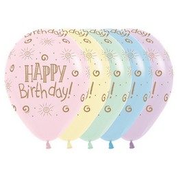 Szülinapi - Happy Birthday pasztell - vegyes lufi (30 cm, latex)