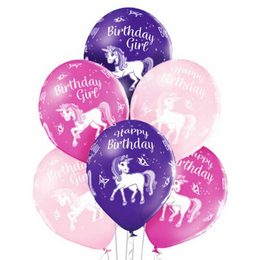 Egyszarvú Unikornis Happy Birthday Szülinapi lufi (28 cm, latex)