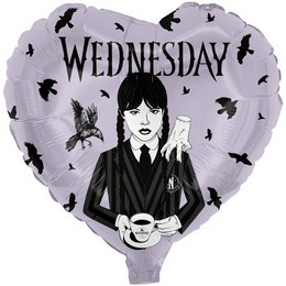 Wednesday Addams Szív Lufi (46 cm, fólia)